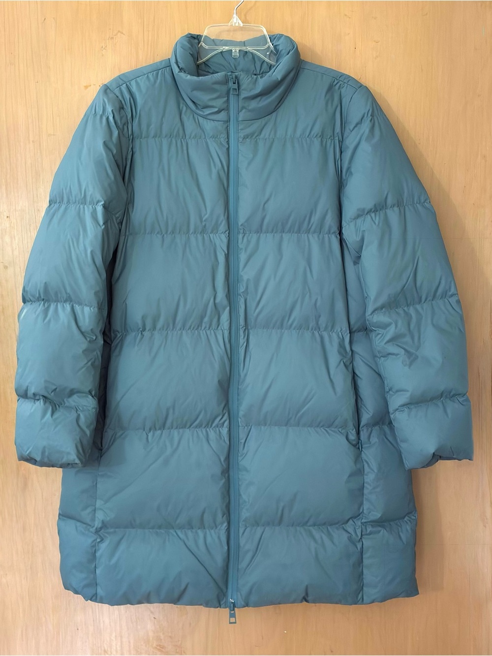 J. Jill Womens Down Puffer Coat Blue Medium Mid Length Insulated Warm Winter Zip